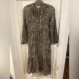 Olivia James floral cotton shirt dress drawstring waist
